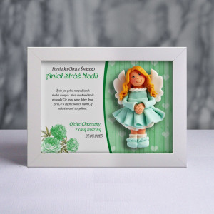 Pamiątka Chrztu Świętego - ramka 20x15 z aniołkiem