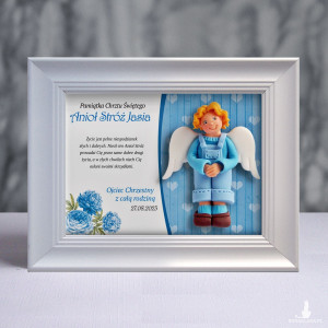 Pamiątka Chrztu Świętego - ramka 20x15 z aniołkiem