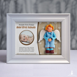 Pamiątka Chrztu Świętego - ramka 20x15 z aniołkiem