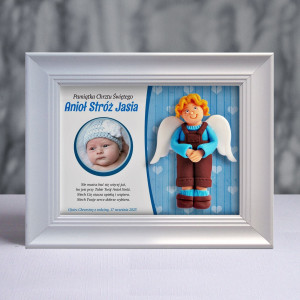 Pamiątka Chrztu Świętego - ramka 20x15 z aniołkiem