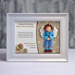 Pamiątka Chrztu Świętego - ramka 20x15 z aniołkiem