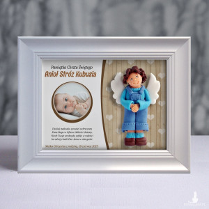 Pamiątka Chrztu Świętego - ramka 20x15 z aniołkiem