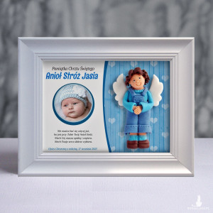 Pamiątka Chrztu Świętego - ramka 20x15 z aniołkiem