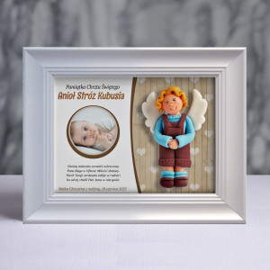 Pamiątka Chrztu Świętego - ramka 20x15 z aniołkiem
