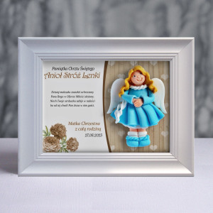 Pamiątka Chrztu Świętego - ramka 20x15 z aniołkiem