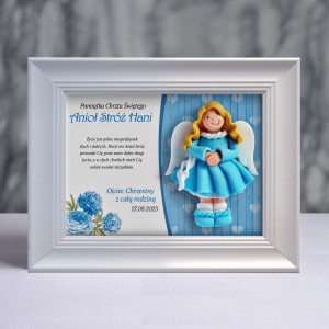 Pamiątka Chrztu Świętego - ramka 20x15 z aniołkiem