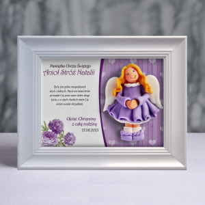 Pamiątka Chrztu Świętego - ramka 20x15 z aniołkiem