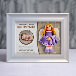 Pamiątka Chrztu Świętego - ramka 20x15 z aniołkiem