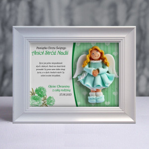 Pamiątka Chrztu Świętego - ramka 20x15 z aniołkiem
