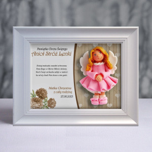 Pamiątka Chrztu Świętego - ramka 20x15 z aniołkiem