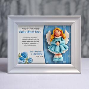 Pamiątka Chrztu Świętego - ramka 20x15 z aniołkiem