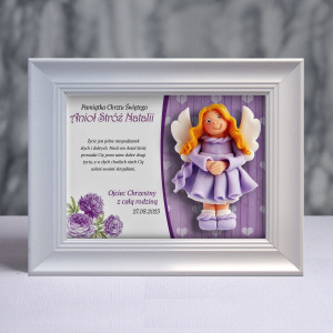 Pamiątka Chrztu Świętego - ramka 20x15 z aniołkiem