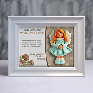 Pamiątka Chrztu Świętego - ramka 20x15 z aniołkiem