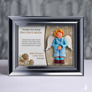 Pamiątka Chrztu Świętego - ramka 20x15 z aniołkiem