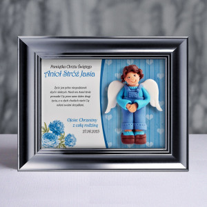 Pamiątka Chrztu Świętego - ramka 20x15 z aniołkiem