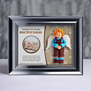 Pamiątka Chrztu Świętego - ramka 20x15 z aniołkiem
