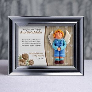 Pamiątka Chrztu Świętego - ramka 20x15 z aniołkiem