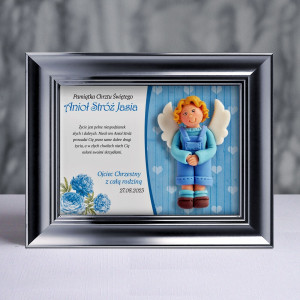 Pamiątka Chrztu Świętego - ramka 20x15 z aniołkiem