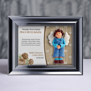 Pamiątka Chrztu Świętego - ramka 20x15 z aniołkiem