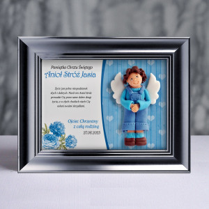 Pamiątka Chrztu Świętego - ramka 20x15 z aniołkiem