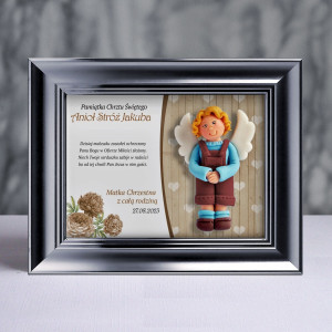 Pamiątka Chrztu Świętego - ramka 20x15 z aniołkiem