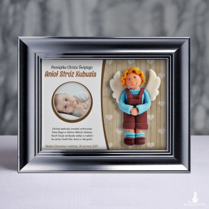 Pamiątka Chrztu Świętego - ramka 20x15 z aniołkiem