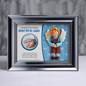 Pamiątka Chrztu Świętego - ramka 20x15 z aniołkiem