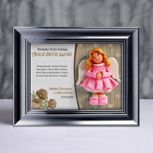 Pamiątka Chrztu Świętego - ramka 20x15 z aniołkiem