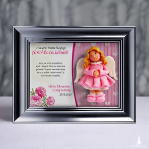 Pamiątka Chrztu Świętego - ramka 20x15 z aniołkiem
