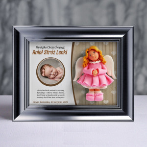 Pamiątka Chrztu Świętego - ramka 20x15 z aniołkiem