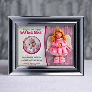 Pamiątka Chrztu Świętego - ramka 20x15 z aniołkiem