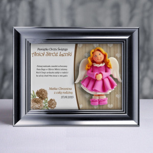Pamiątka Chrztu Świętego - ramka 20x15 z aniołkiem