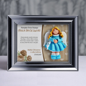 Pamiątka Chrztu Świętego - ramka 20x15 z aniołkiem