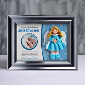 Pamiątka Chrztu Świętego - ramka 20x15 z aniołkiem