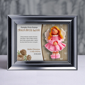 Pamiątka Chrztu Świętego - ramka 20x15 z aniołkiem