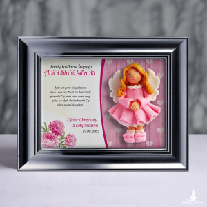 Pamiątka Chrztu Świętego - ramka 20x15 z aniołkiem