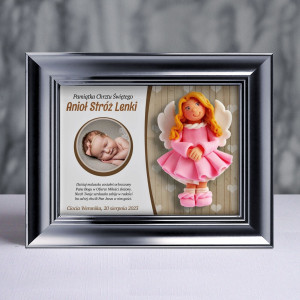 Pamiątka Chrztu Świętego - ramka 20x15 z aniołkiem
