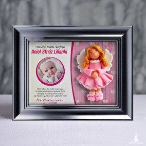 Pamiątka Chrztu Świętego - ramka 20x15 z aniołkiem