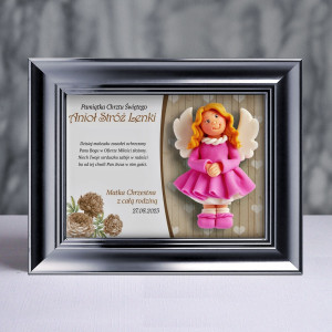 Pamiątka Chrztu Świętego - ramka 20x15 z aniołkiem