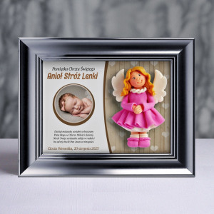 Pamiątka Chrztu Świętego - ramka 20x15 z aniołkiem