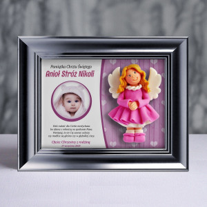Pamiątka Chrztu Świętego - ramka 20x15 z aniołkiem