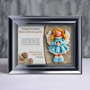 Pamiątka Chrztu Świętego - ramka 20x15 z aniołkiem