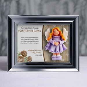 Pamiątka Chrztu Świętego - ramka 20x15 z aniołkiem