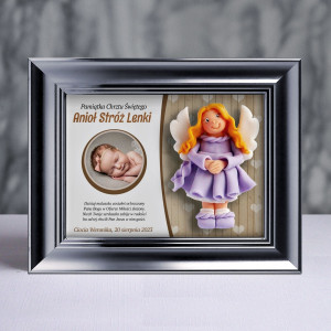 Pamiątka Chrztu Świętego - ramka 20x15 z aniołkiem