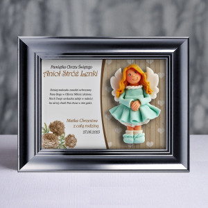 Pamiątka Chrztu Świętego - ramka 20x15 z aniołkiem