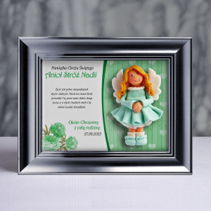 Pamiątka Chrztu Świętego - ramka 20x15 z aniołkiem