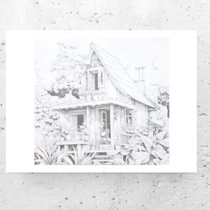 biało czarne plakaty A4, czarno biały plakat z domkiem, szary plakat z pejzażem, domek plakat A4, skandynawski plakat 21x30, fajne plakaty do domu, rustykalne plakaty, plakat z architekturą,