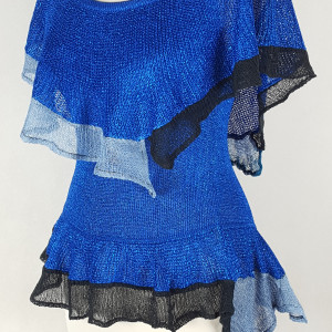 Lniana  bluzka falbanka w stylu hiszpańskim