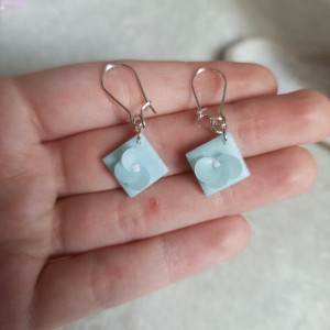 Kolczyki kwadraciki z kwiatkami