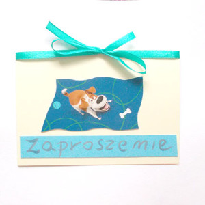 zaproszenie dla dziecka, bajkowe zaproszenie, pies zaproszenie, zaproszenia dla dzieci, zaproszenie z psem, zaproszenie dla chłopca, zaproszenie dla dziewczynki